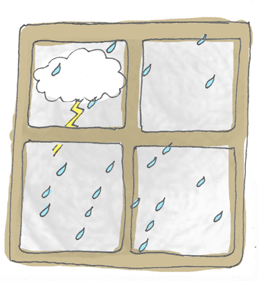 illustration gif of a window pane looking out to a dark and stormy night